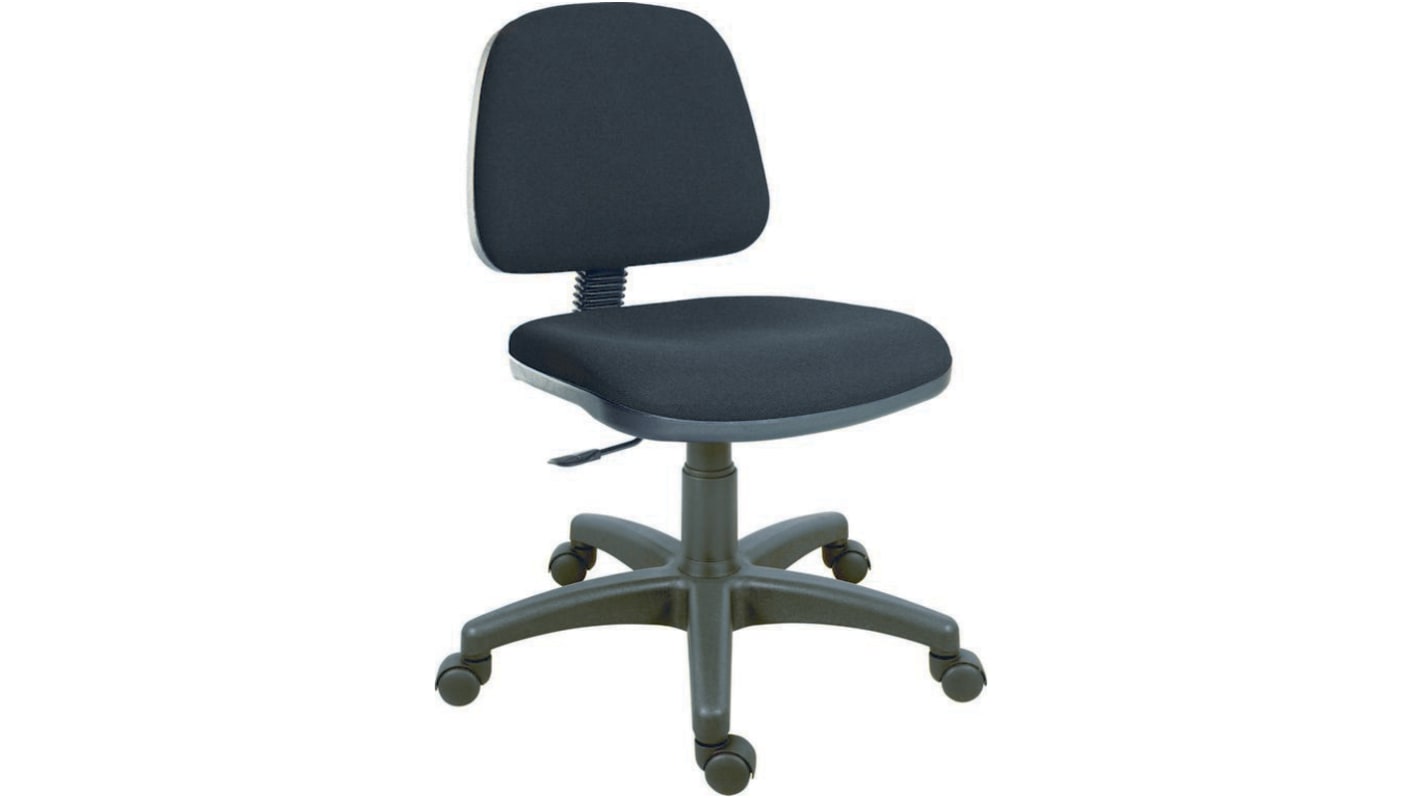RS PRO Sort Kontorstol, Stof sæde, Med Hjul, indstillelig højde, sædehøjde: 47 → 59cm