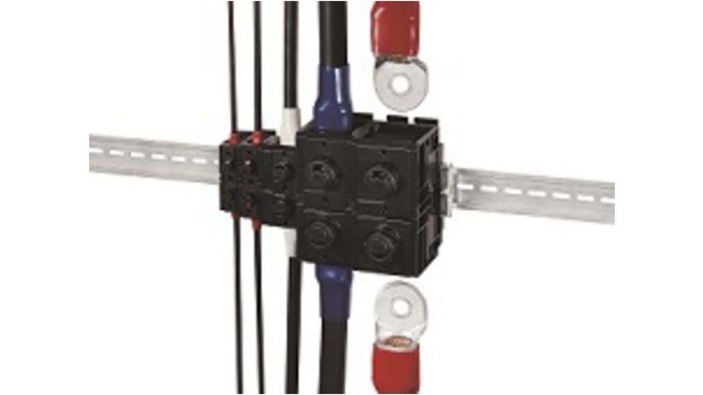 Hirose EF2 Series Black Non-Fused DIN Rail Terminal, 5.5mm², Single-Level, Spring Clamp Termination