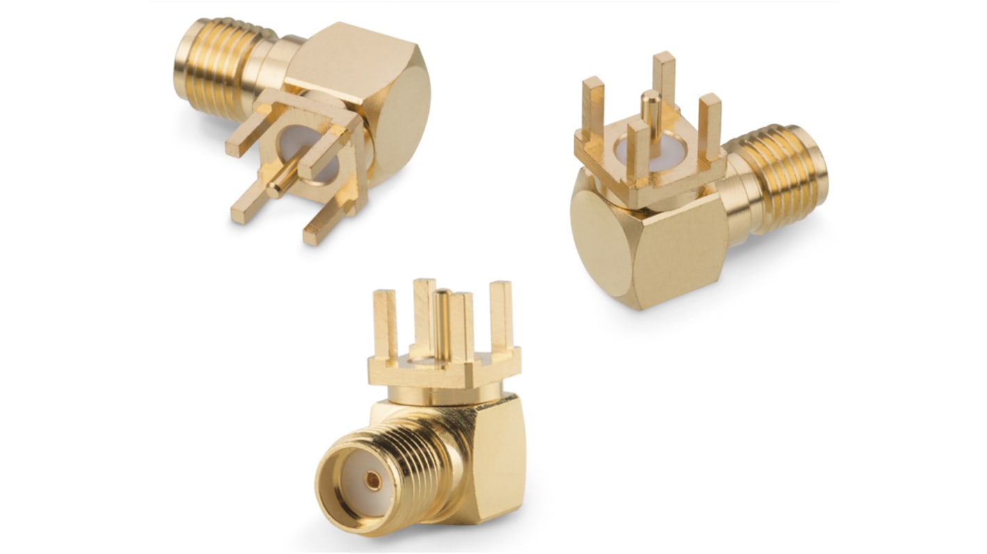 Wurth Elektronik WR-SMA Series, Jack PCB Mount SMA Connector, Solder Termination, Right Angle Body