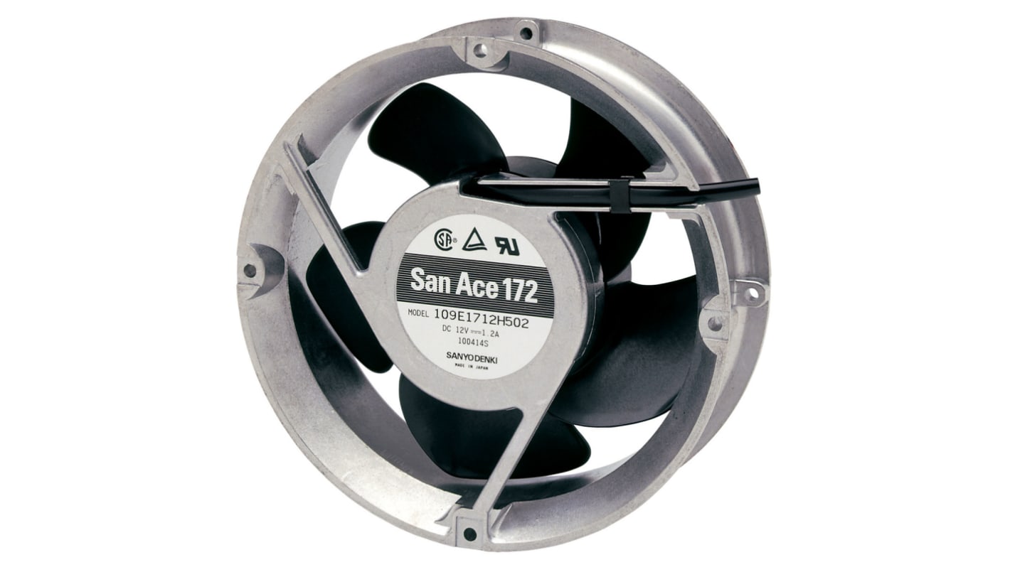 Ventilateur axial 109E Sanyo Denki 24 V c.c., 509.7m³/h, 172 (Dia.) x 51mm, 31.2W, Dia. 172mm