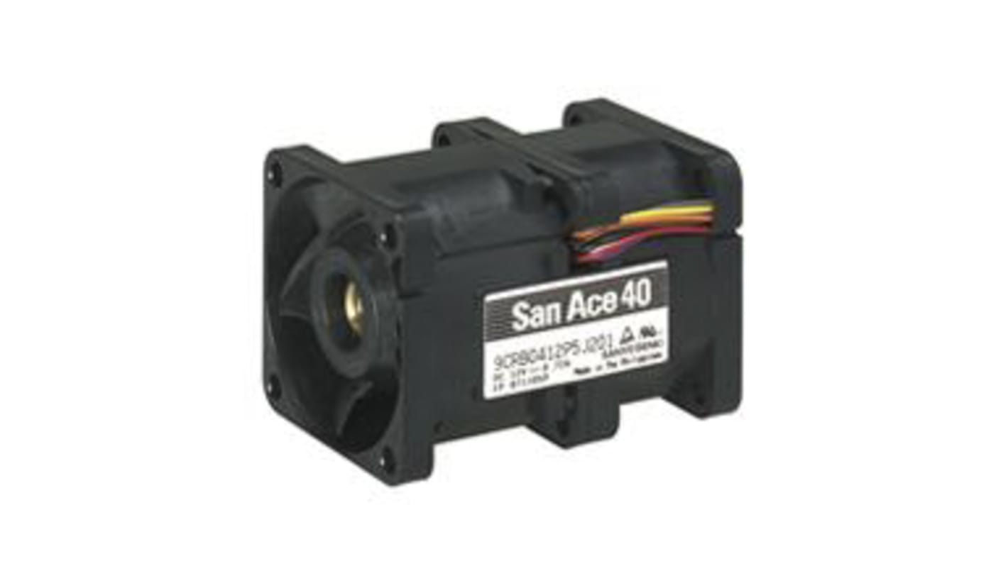 Sanyo Denki 9CRB Series Axial Fan, 12 V dc, DC Operation, 54m³/h, 16.8W, 1.4A Max, 40 x 40 x 56mm