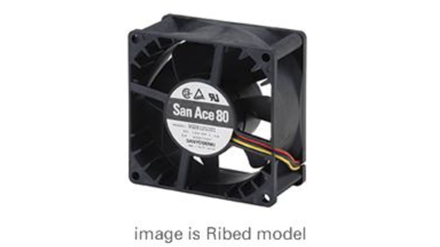 Sanyo Denki 9G Series Axial Fan, 12 V dc, DC Operation, 135.9m³/h, 10.8W, 900mA Max, 80 x 80 x 38mm