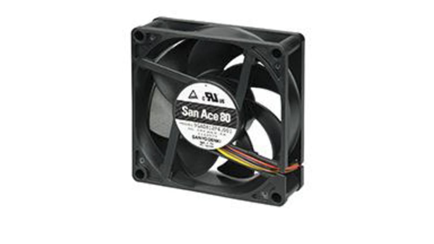 Sanyo Denki 9GA Series Axial Fan, 24 V dc, DC Operation, 124m³/h, 6.72W, 280mA Max, 80 x 80 x 25mm