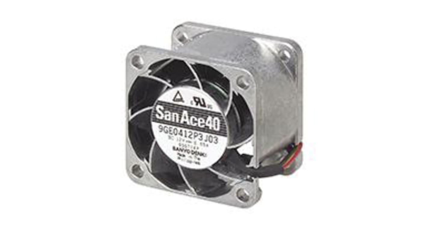 Sanyo Denki 9GE Series Axial Fan, 12 V dc, DC Operation, 24.4cfm, 7.8W, 650mA Max, 40 x 40 x 28mm