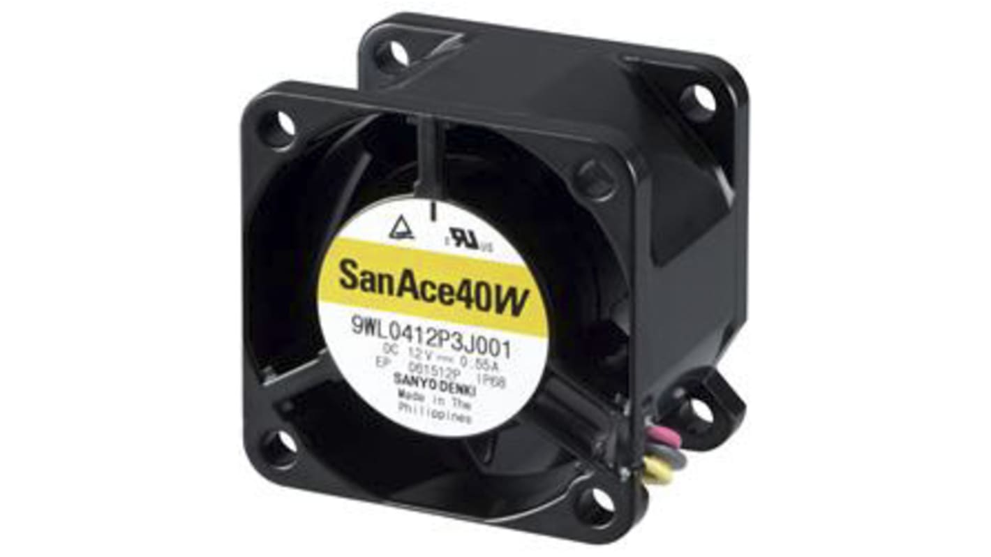 Sanyo Denki San Ace 9WL Series Axial Fan, 12 V dc, DC Operation, 33.5m³/h, 4.8W, 400mA Max, IP68, 40 x 40 x 28mm