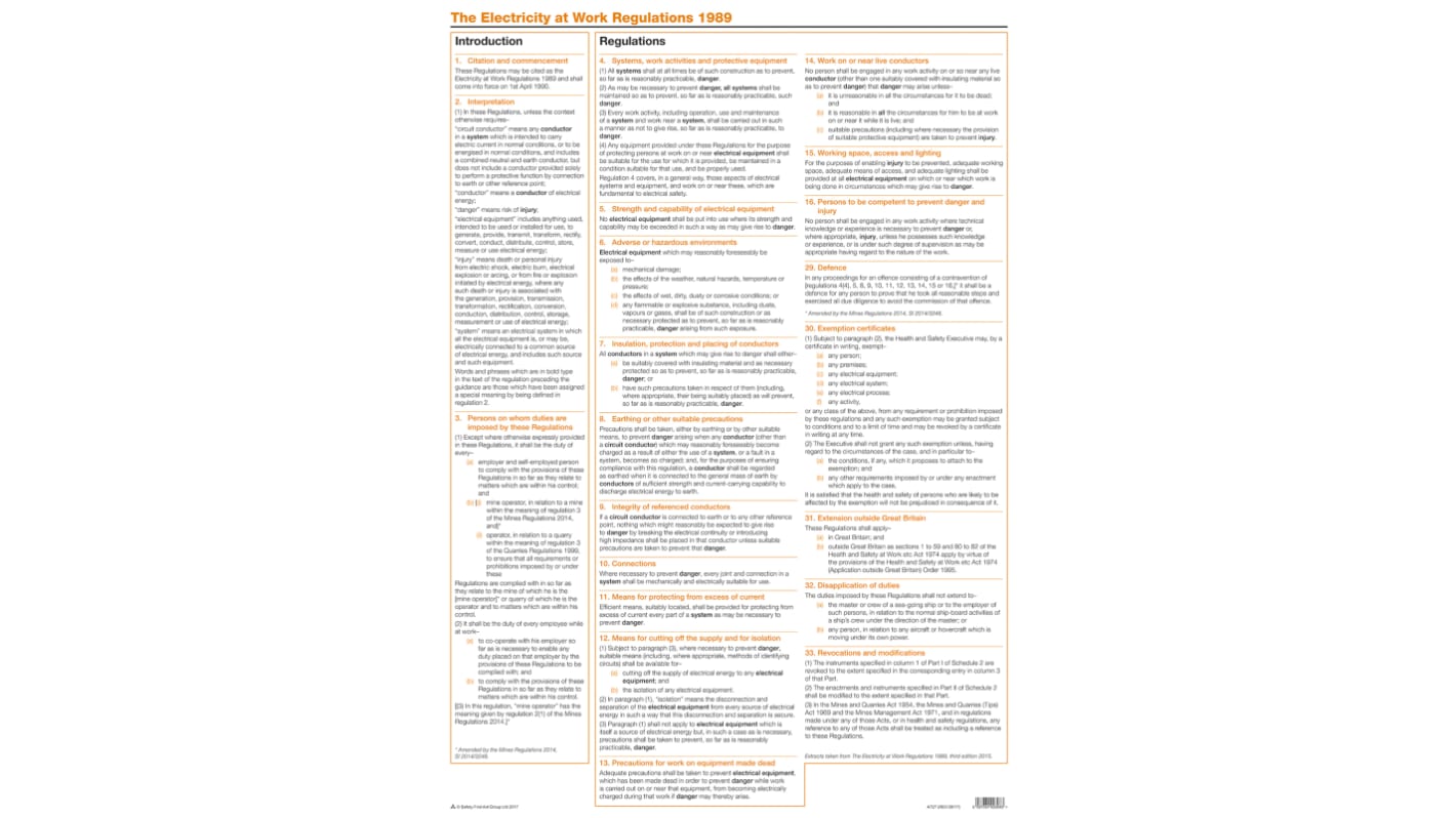 Safety Poster, English, 890 mm, 595mm