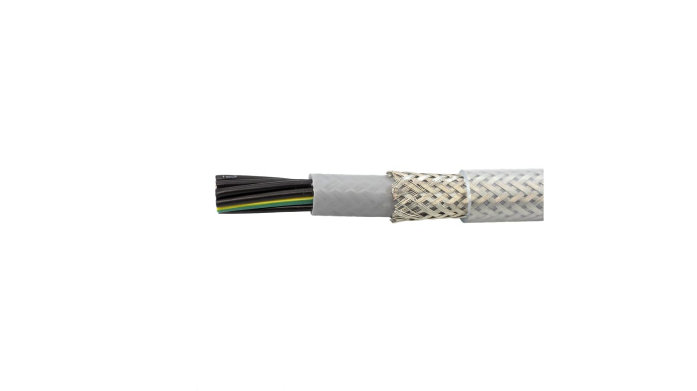 Alpha Wire Pro-Met CY Steuerkabel, 7-adrig x 0,5 mm² Transparent, 100m, Kupfergeflecht verzinnt