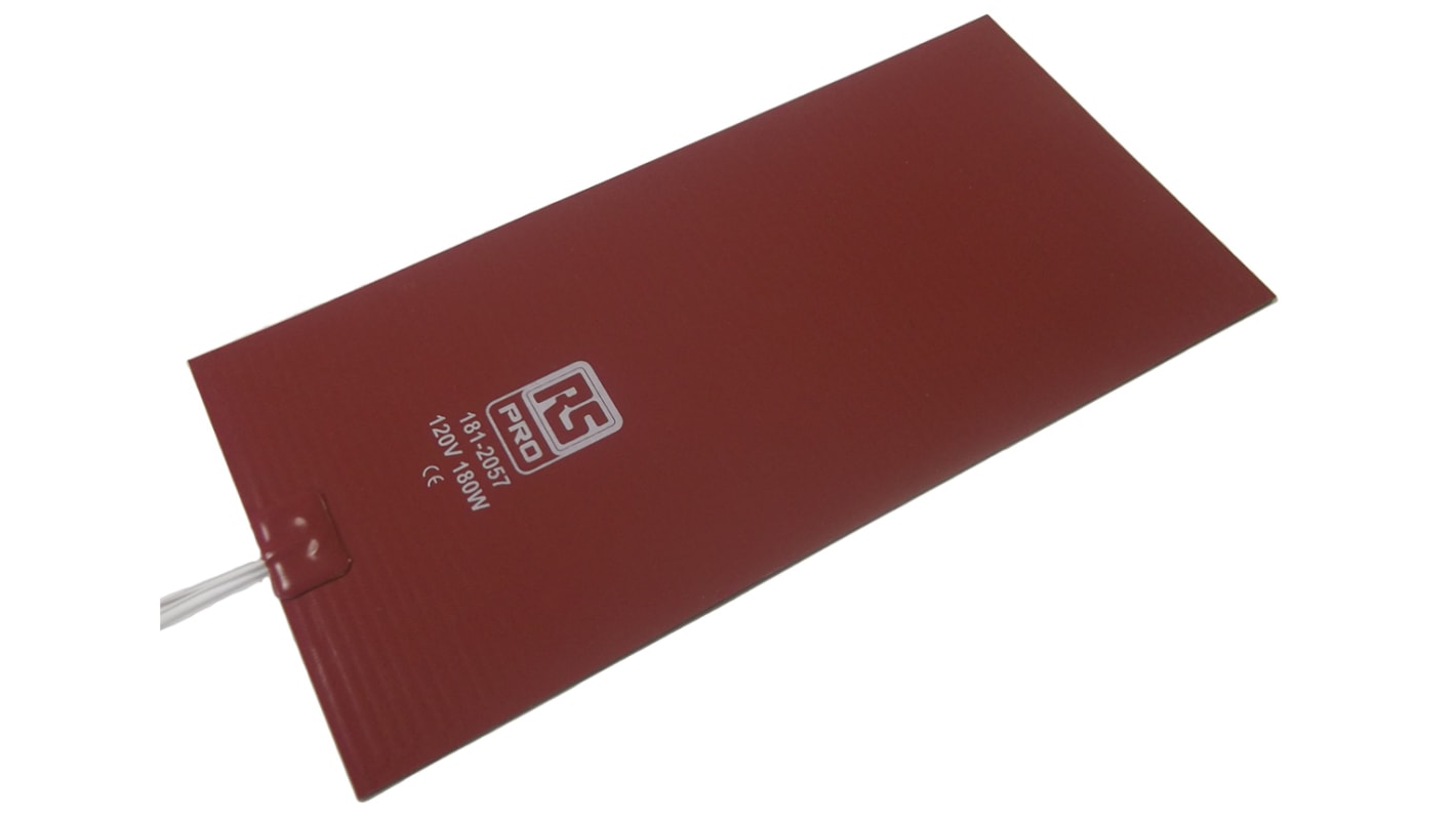 Tapis chauffant en silicone Rectangle RS PRO, 120 V c.a., 180 W, 152 x 305mm