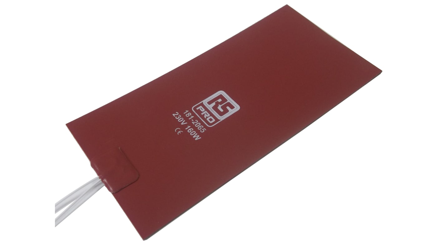 RS PRO Silicone Heater Mat, 160 W, 102 x 203mm, 230 V ac