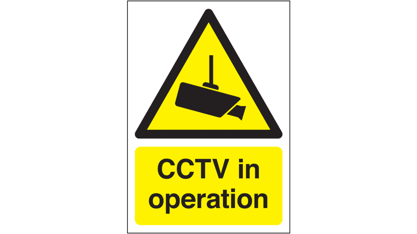 RS PRO Polypropylene CCTV Sign, CCTV Sign, English, 210 mm x 148mm