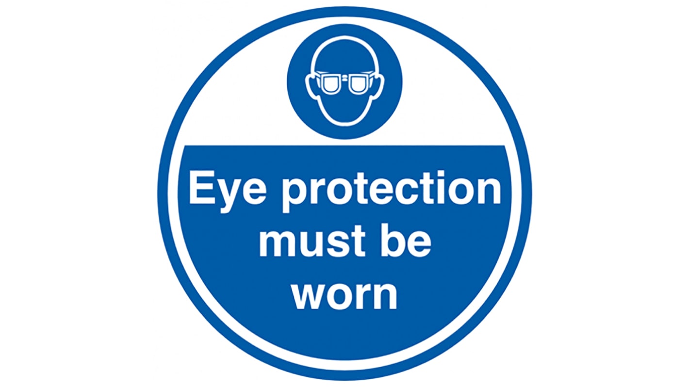 RS PRO Vinyl Mandatory Eye Protection Sign With English Text
