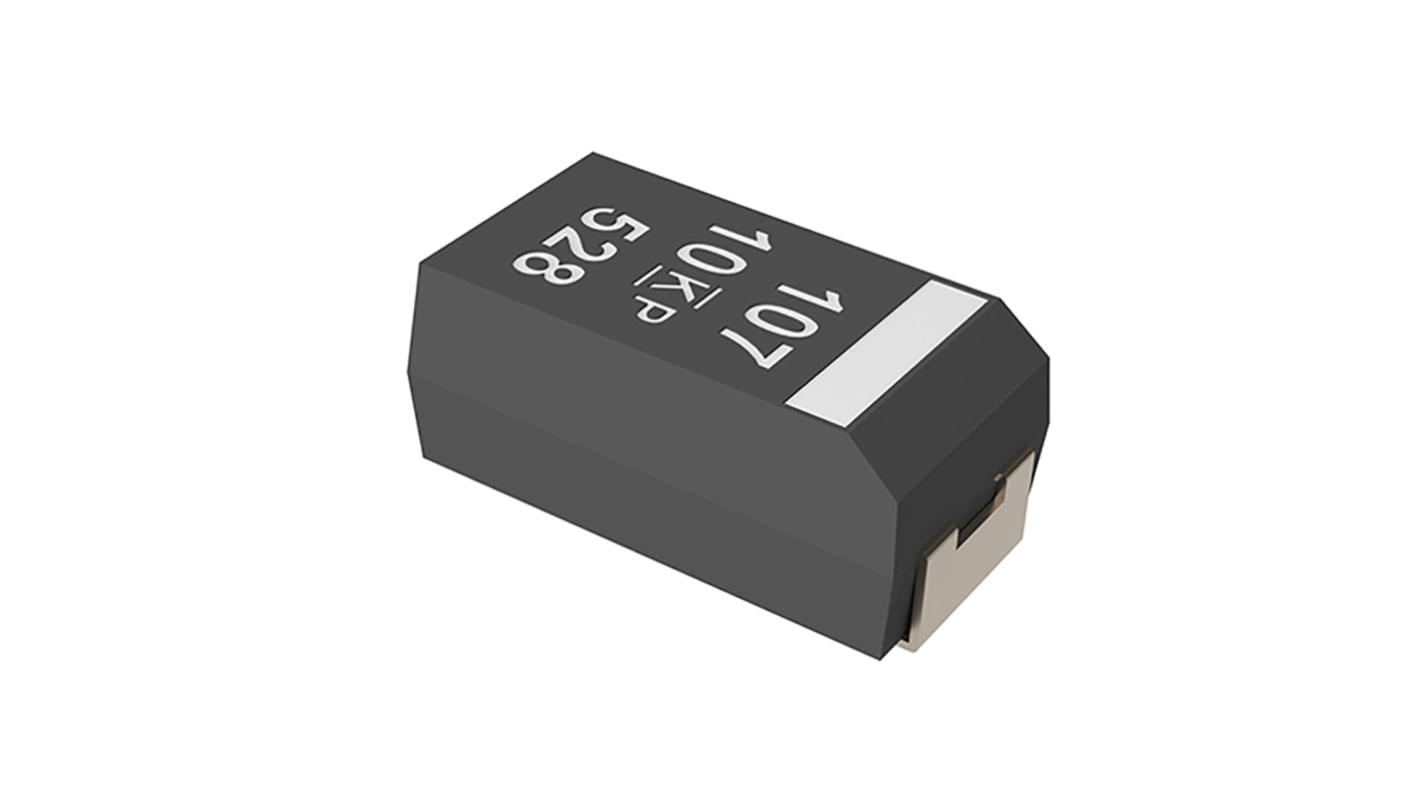 KEMET T591, SMD Elektrolyt Polymerkondensator 100μF ±20% / 6.3V dc, -55°C → +125°C