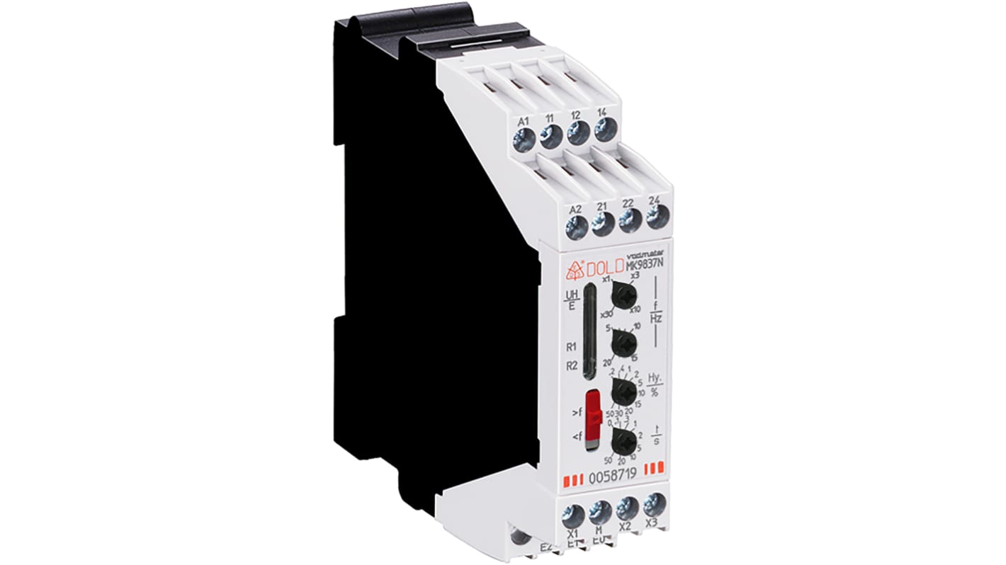 Dold モニタリングリレー, DPDT, DINレール, 15 → 280V ac, MK9837N.12/050 5-600Hz UH=DC24V
