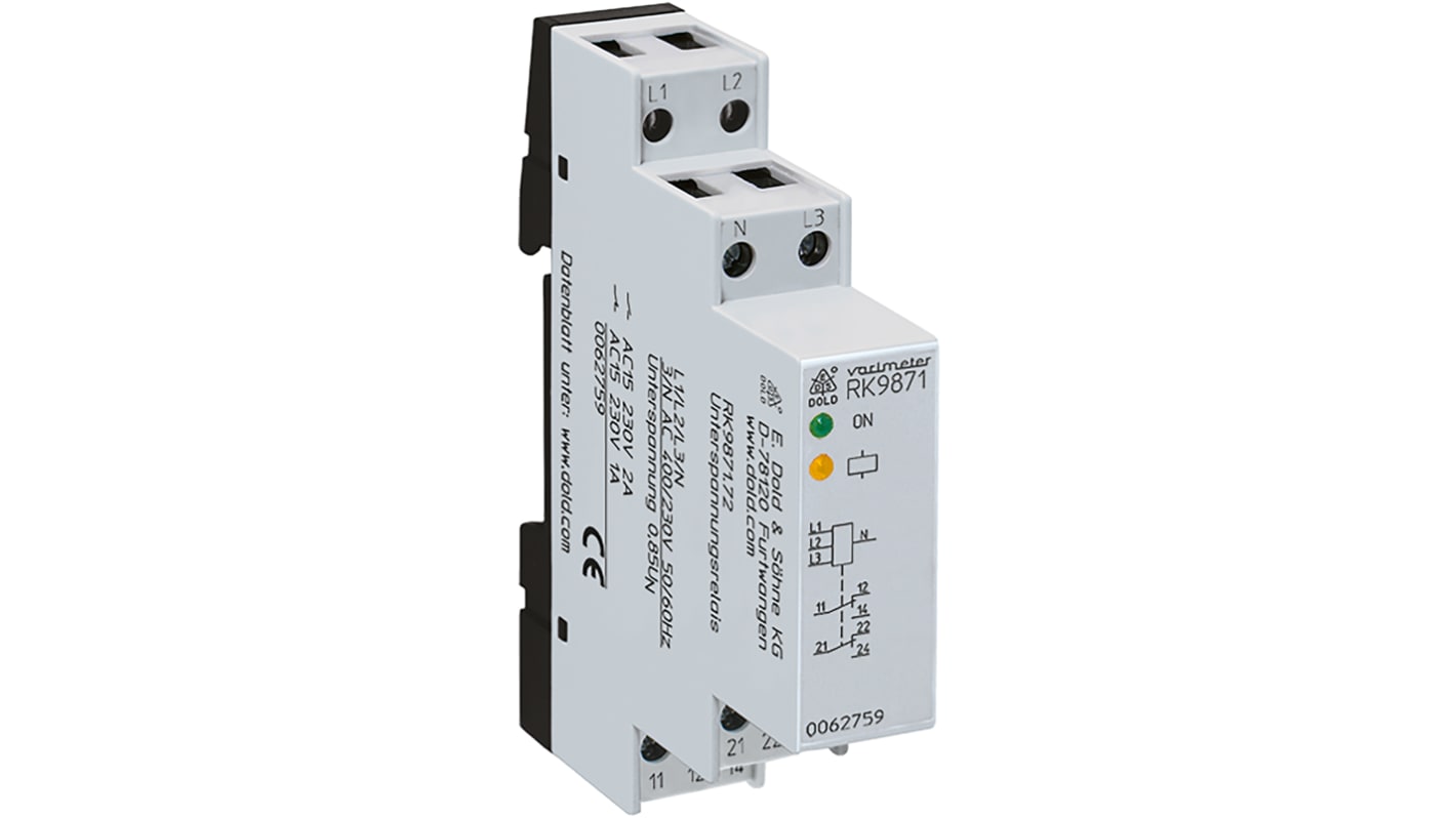 Dold Voltage Monitoring Relay, 3 Phase, DPDT, DIN Rail