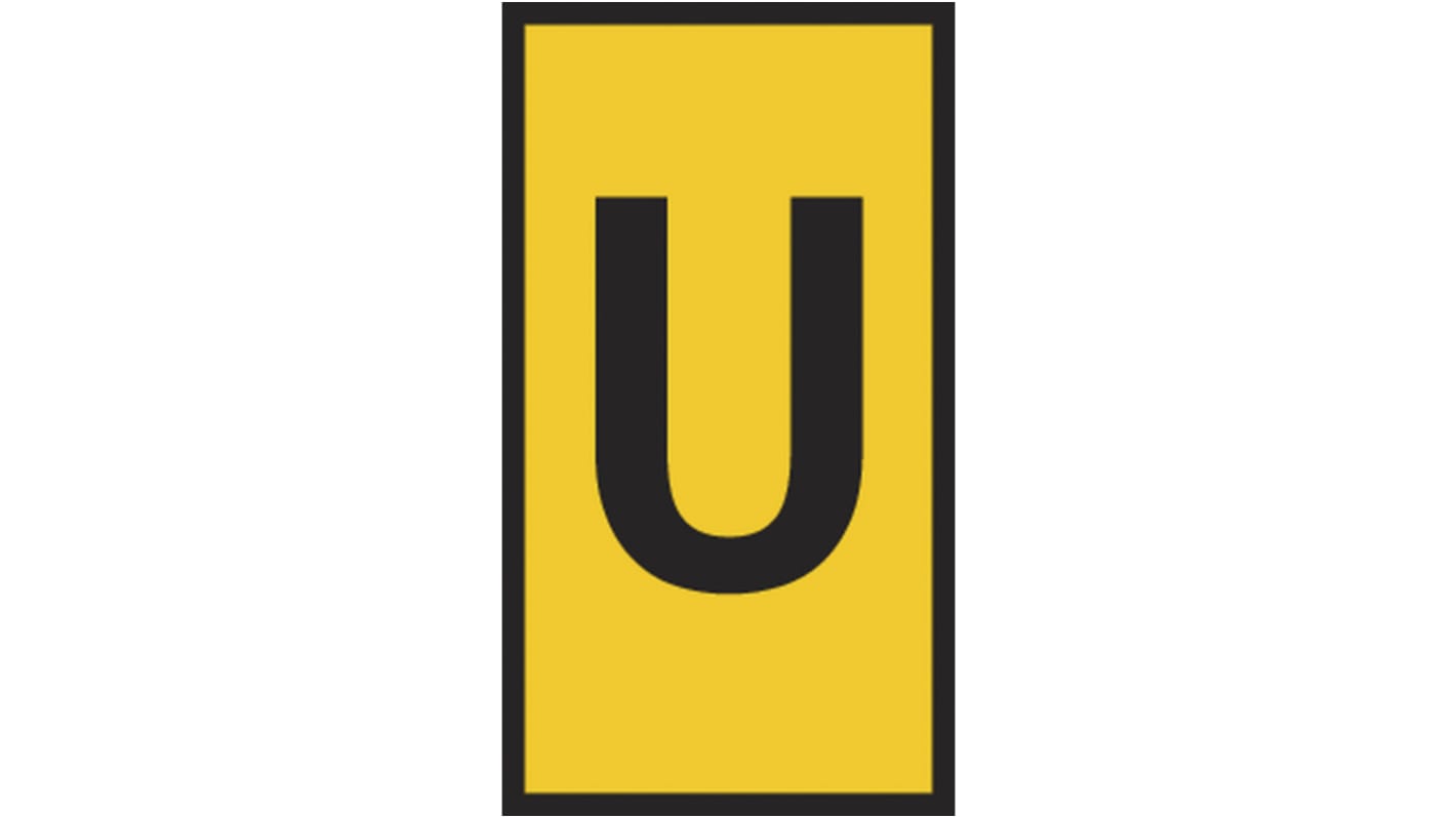 HellermannTyton HODS85 Slide On Cable Markers, Yellow, Pre-printed "U", 1.8 → 3.6mm Cable