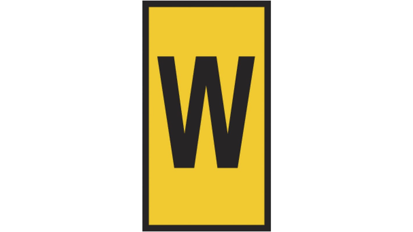 HellermannTyton HODS85 Slide On Cable Markers, Yellow, Pre-printed "W", 1.8 → 3.6mm Cable, 531-07957 HODS85