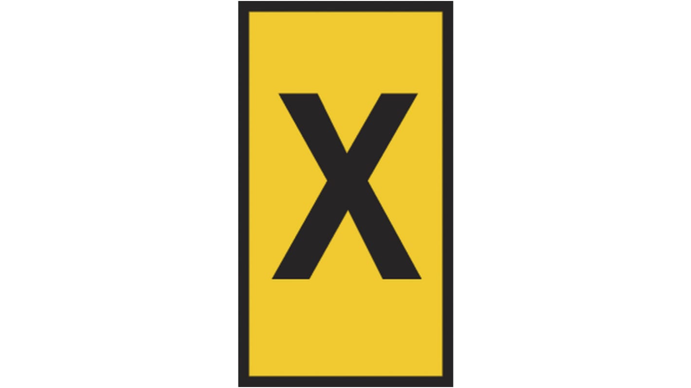 HellermannTyton HODS85 Slide On Cable Markers, Yellow, Pre-printed "X", 1.8 → 3.6mm Cable