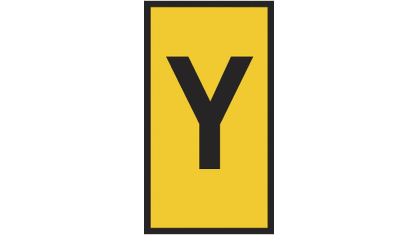 HellermannTyton HODS85 Slide On Cable Markers, Yellow, Pre-printed "Y", 1.8 → 3.6mm Cable