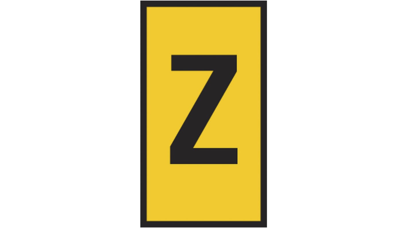 HellermannTyton HODS85 Slide On Cable Markers, Yellow, Pre-printed "Z", 1.8 → 3.6mm Cable
