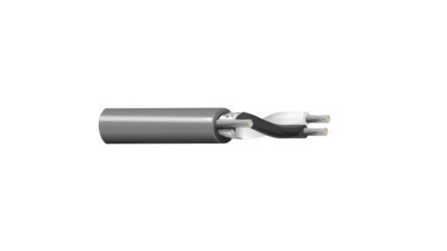 Belden8720NH Series 2 Core Line level Low Voltage signal Cable, 2.08 mm² CSA Screened, 9mm od, Grey