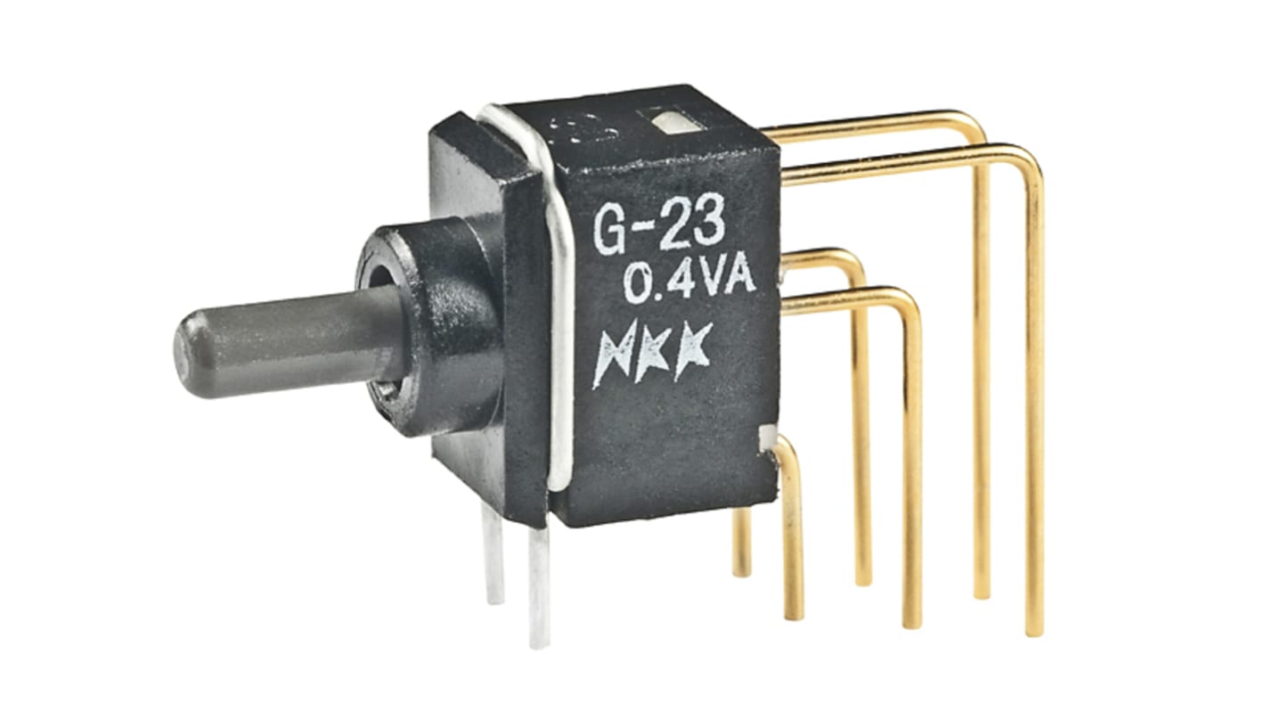 NKK Switches トグルスイッチ, On-Off-On, DPDT, 0.4VA, スルーホール実装