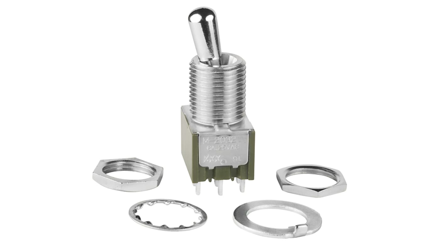 NKK Switches Toggle Switch, Panel Mount, On-On, 3PDT, Solder Terminal, 125V ac