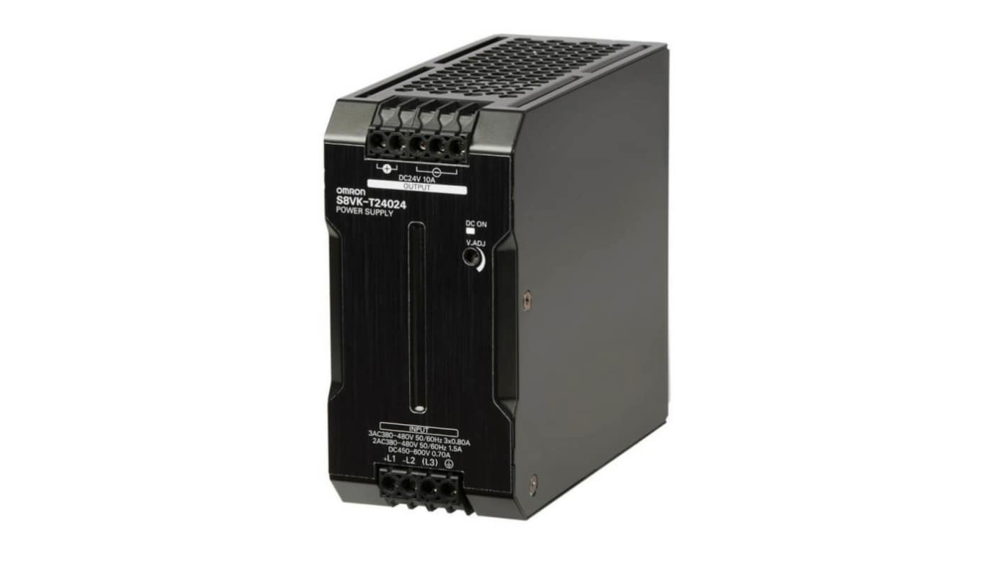 Omron Switching Power Supply, S8VK-T24024, 24V dc, 10A, 240W, 1 Output, 380 → 480 V ac, 450 → 600V dc