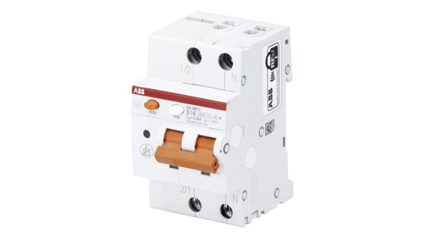 ABB RCBO System Pro M Compact DS-ARC1 FI/LS-Schalter 16A, 1P+N-polig Typ B, Empfindlichkeit 30mA, DIN-Schienen-Montage