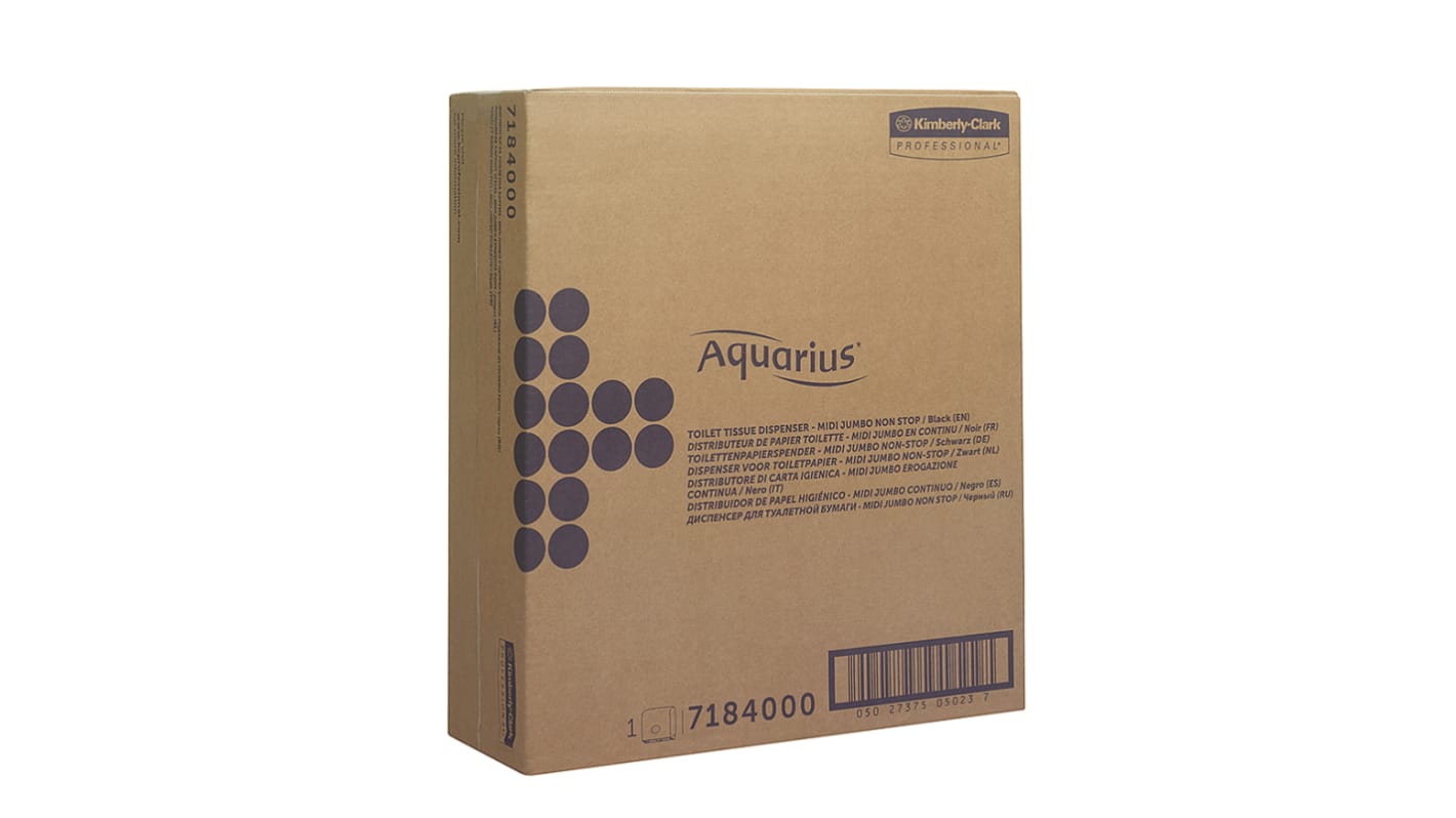 Distributeur de papier toilette Noir, 445mm x 129mm x 380mm Aquarius