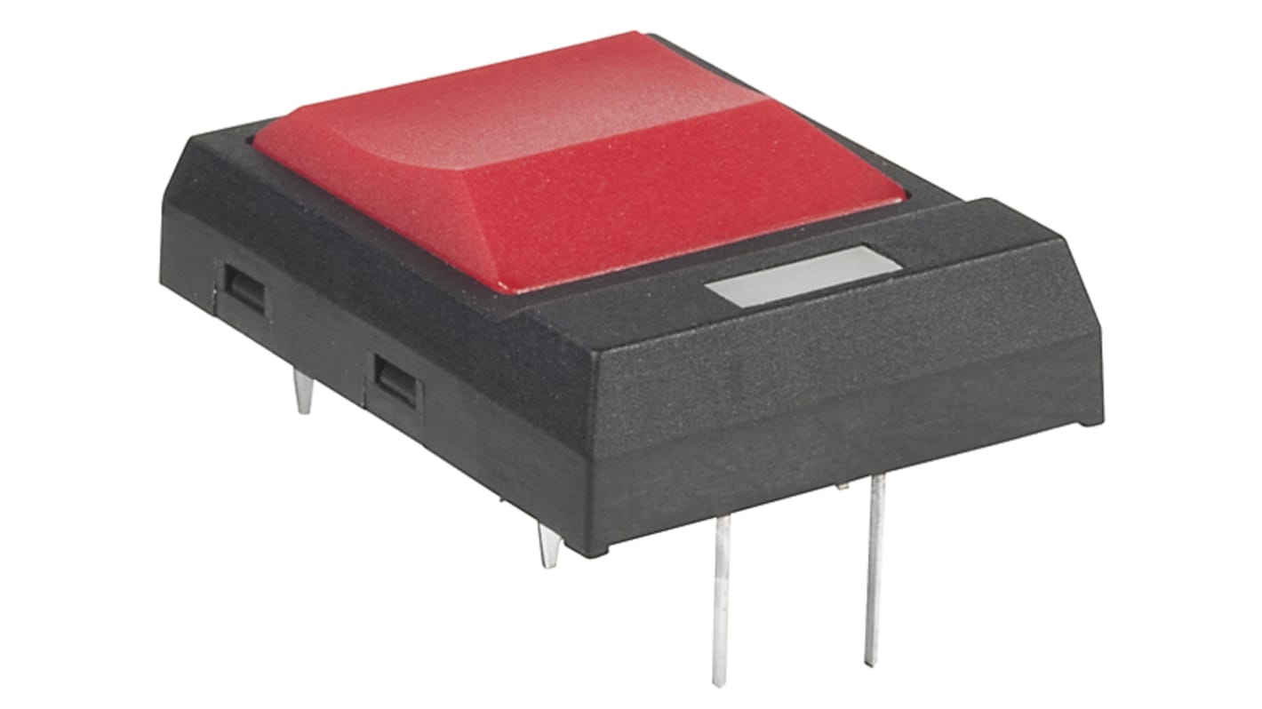 NKK Switches Illuminated Push Button Switch, Off-(On), Through Hole, SPST, Red LED
