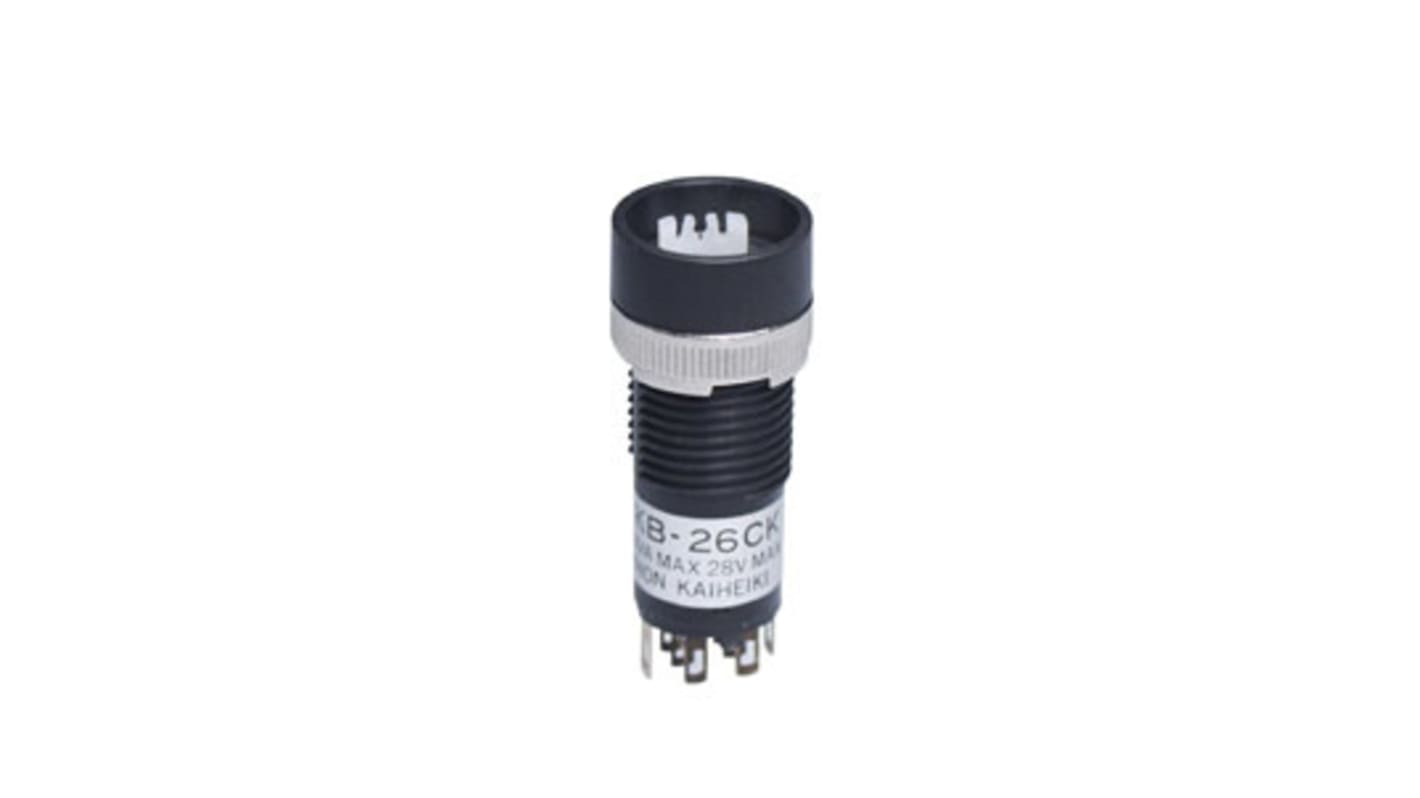 NKK Switches Push Button Switch, On-On, Bushing, 12.3mm Cutout, DPDT, 30 V dc, 125/250V ac