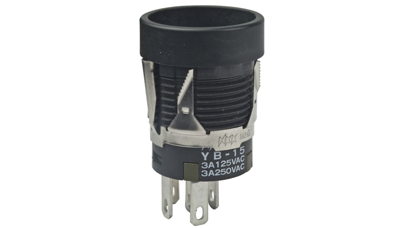 NKK Switches Push Button Switch, On-(On), Panel Mount, 15mm Cutout, SPDT, IP65