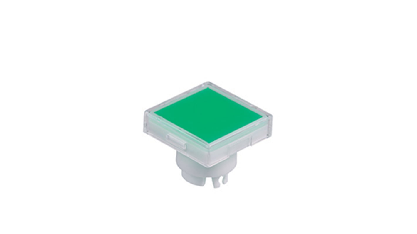 NKK Switches Green/Clear Push Button Cap for Use with YB Series Pushbuttons, 15 x 15 x 12.2mm