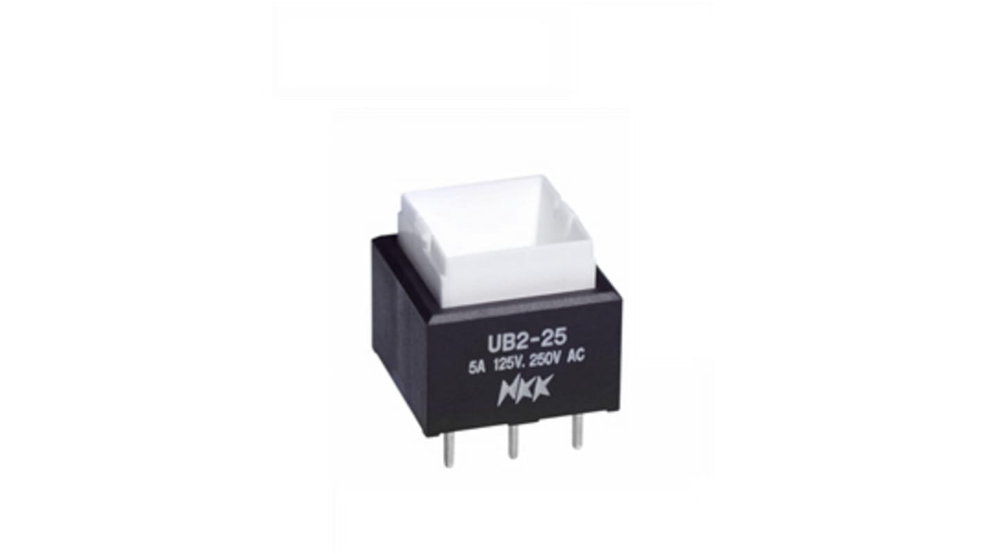 NKK Switches 押しボタンスイッチ, On-(On), DPDT, 0.4VA スルーホール実装