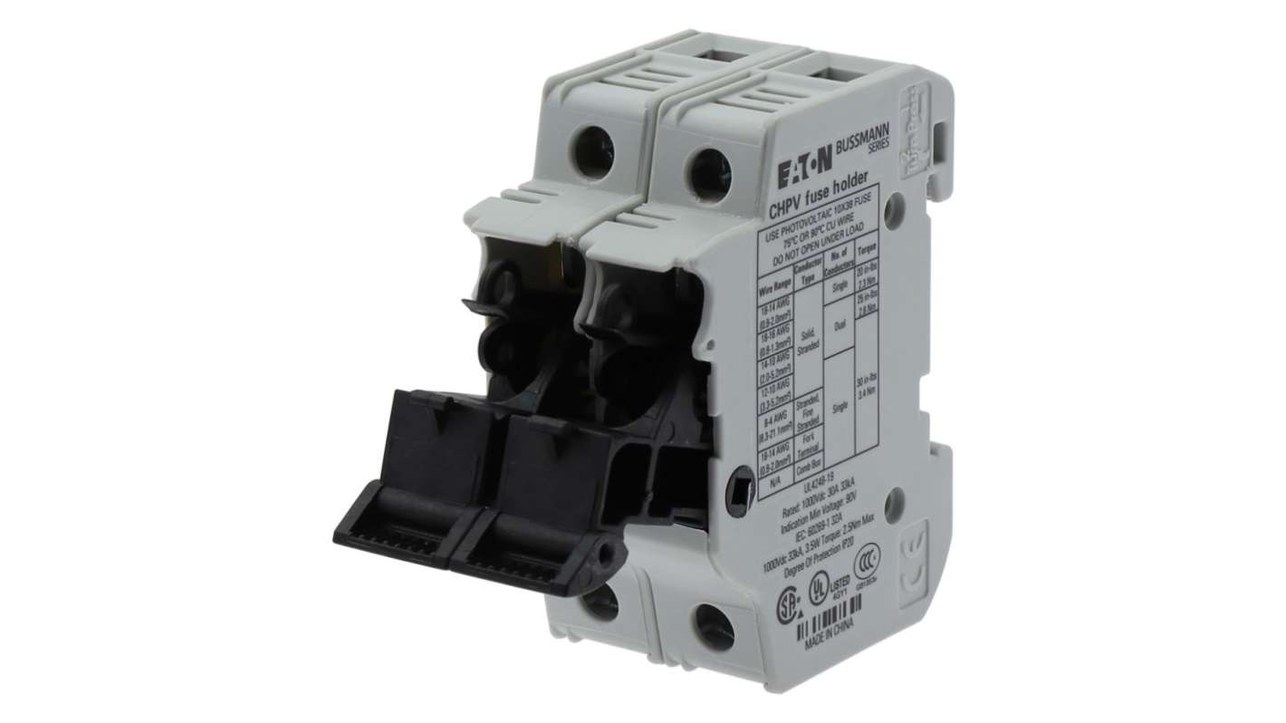 Eaton Sicherungshalter für Hutschienenmontage für 10 x 38mm Sicherungen 32A 1.5kV, Serie CHPV 2P-polig