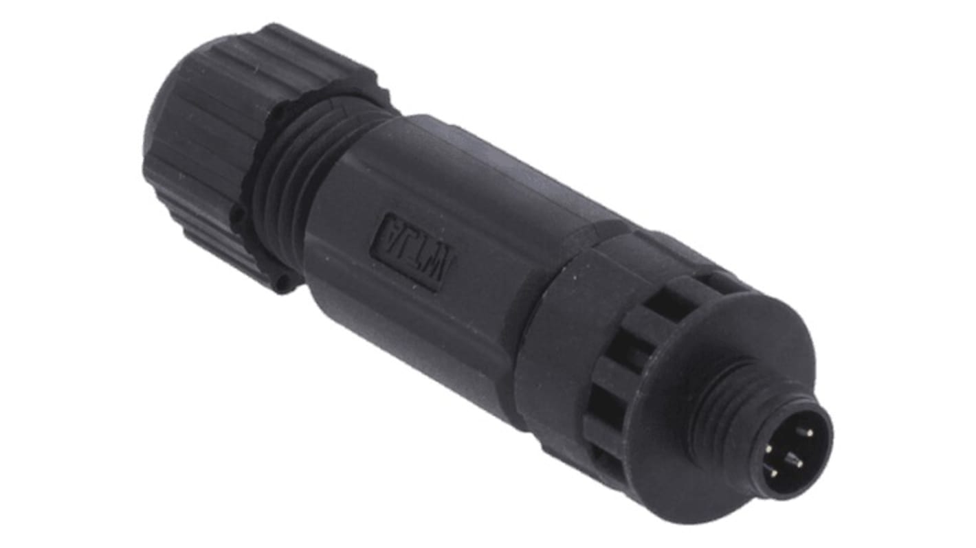 Amphenol Industrial Circular Connector, 4 Contacts, Cable Mount, M8 Connector, Plug, Male, IP67, M Series