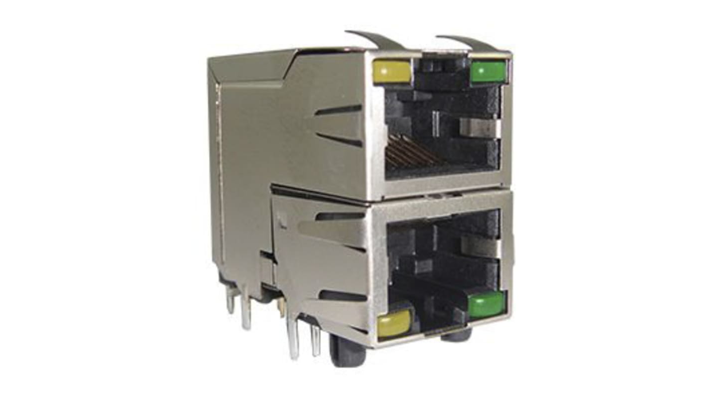 Amphenol Communications Solutions RJSAE Series Female RJ45 Connector, Surface Mount Right Angle 1 Port 8 -Way