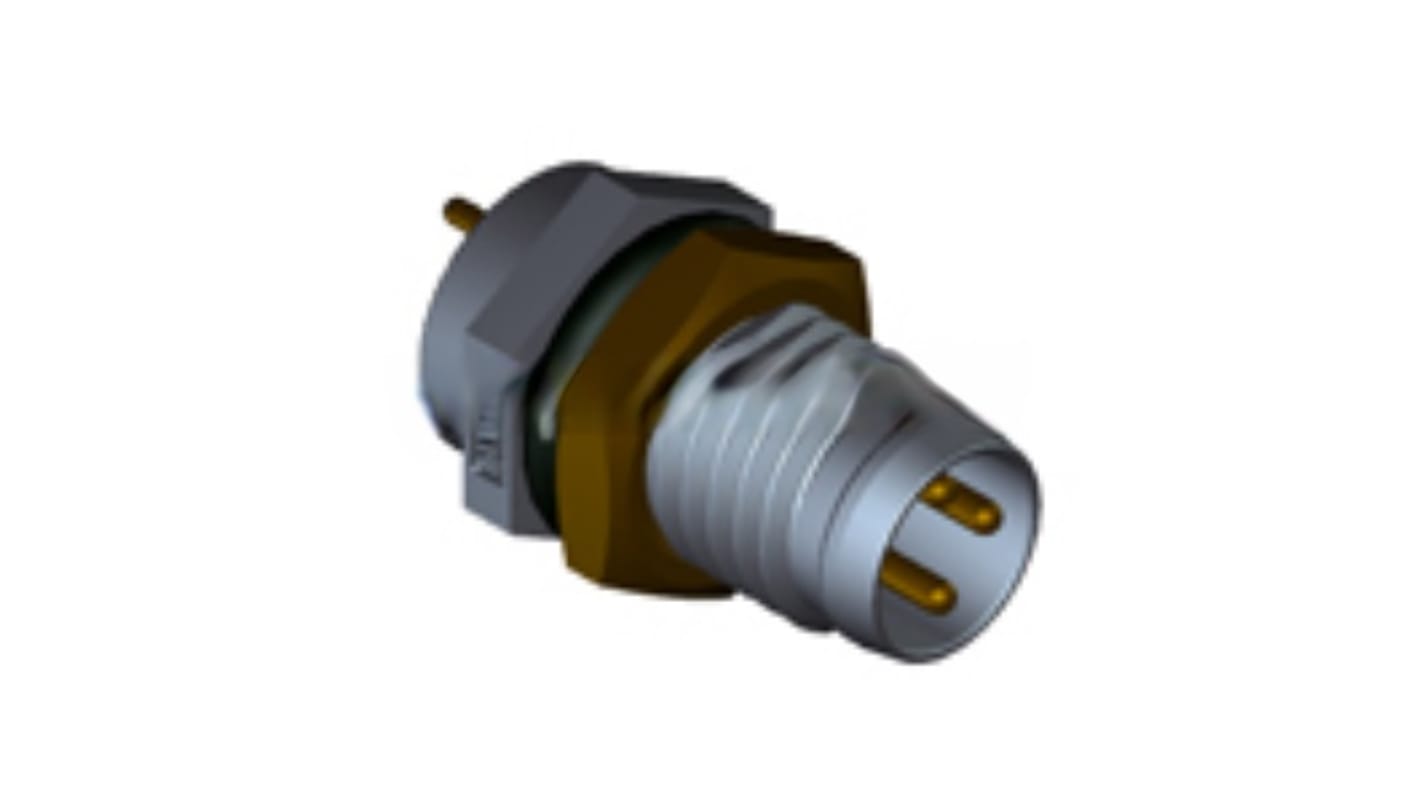Amphenol Industrial Circular Connector, 3 Contacts, Panel Mount, M8 Connector, Plug, Male, IP67