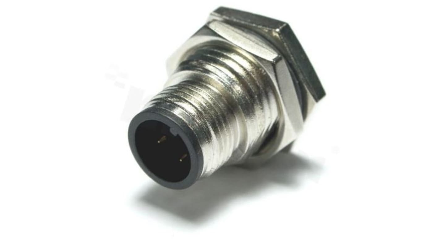 Amphenol Industrial Circular Connector, 4 Contacts, Panel Mount, M12 Connector, Plug, Male, IP68, IP69K, M Series