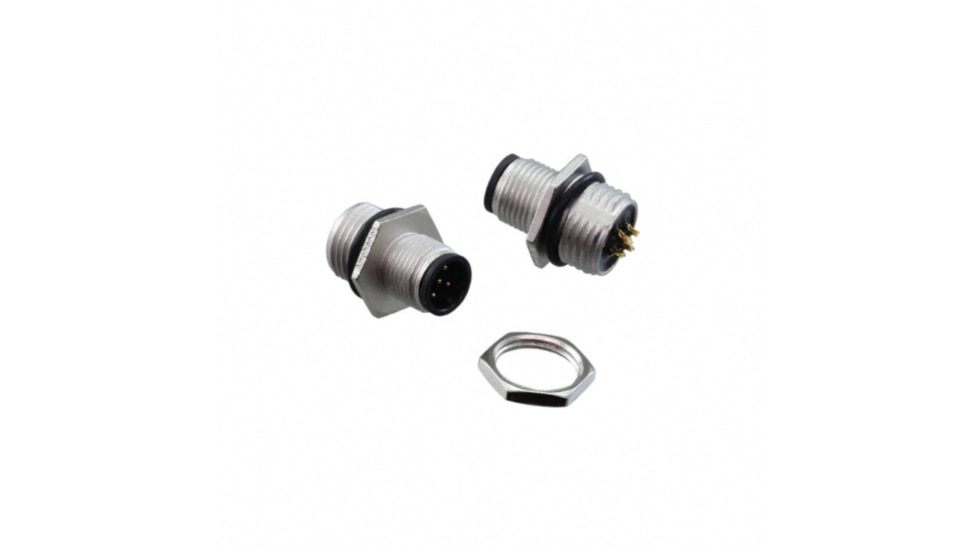 Amphenol Industrial Circular Connector, 5 Contacts, Panel Mount, M12 Connector, Plug, Male, IP68, IP69K, M Series