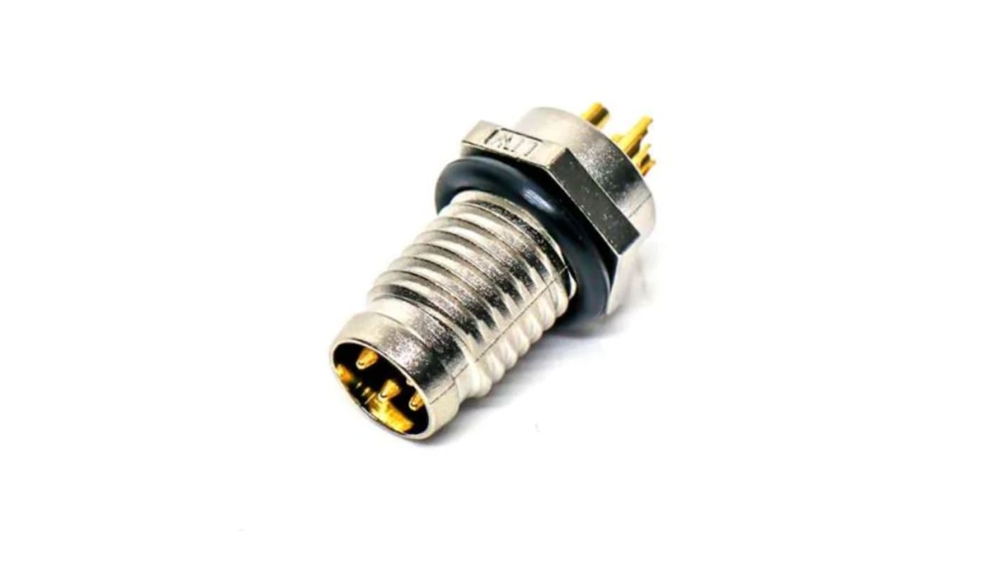 Amphenol Industrial Circular Connector, 4 Contacts, Panel Mount, M8 Connector, Plug, Male, IP67, M Series