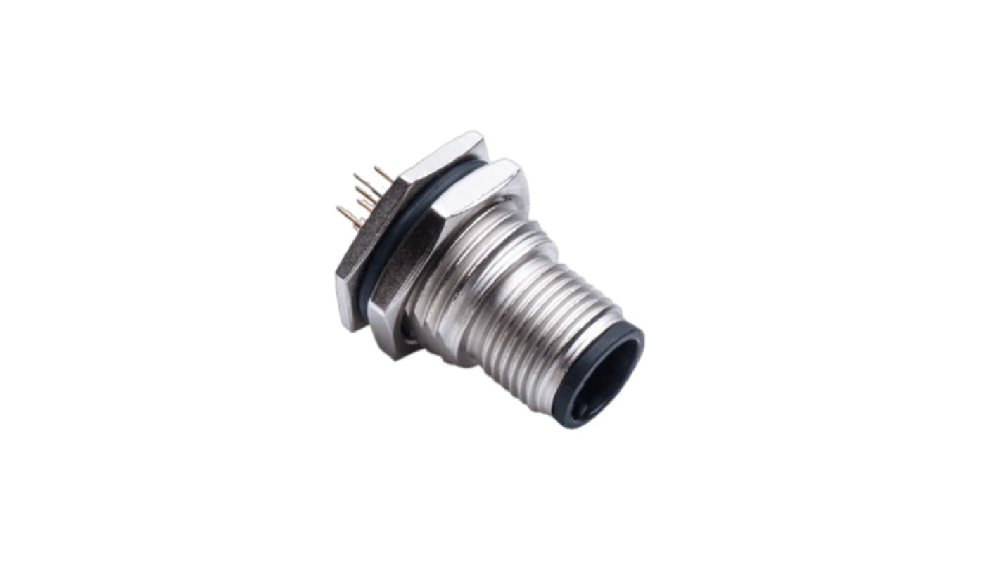 Amphenol Industrial Circular Connector, 5 Contacts, Panel Mount, M12 Connector, Plug, Male, IP68, IP69K, M Series