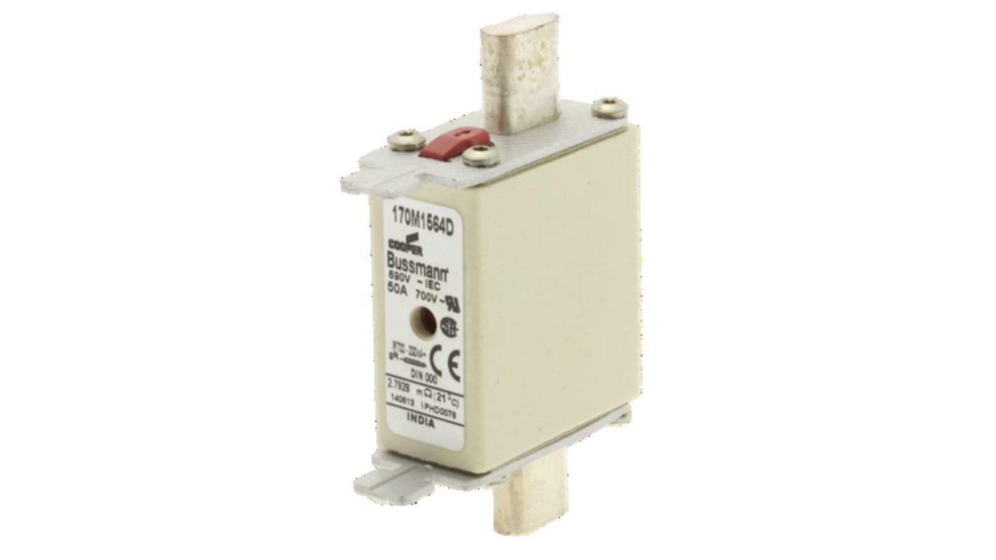 Fusible de cuchillas Eaton Eaton Bussman, NH000, gR, 690V ac, 50A, T, CE, CSA, IEC 60269, UL