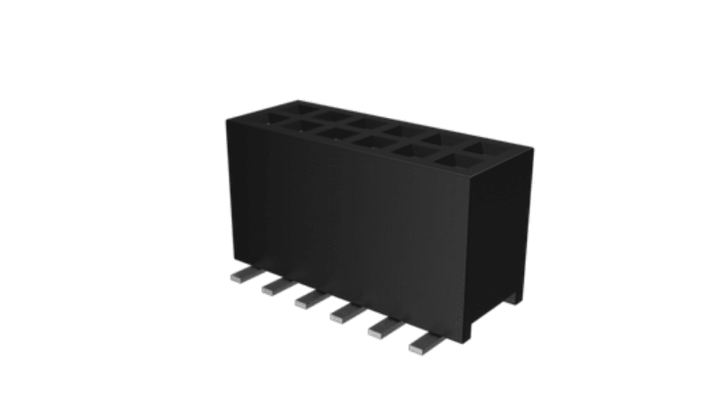 Amphenol ICC Minitek Series Straight Surface Mount PCB Socket, 14-Contact, 2-Row, 1.27mm Pitch, Solder Termination