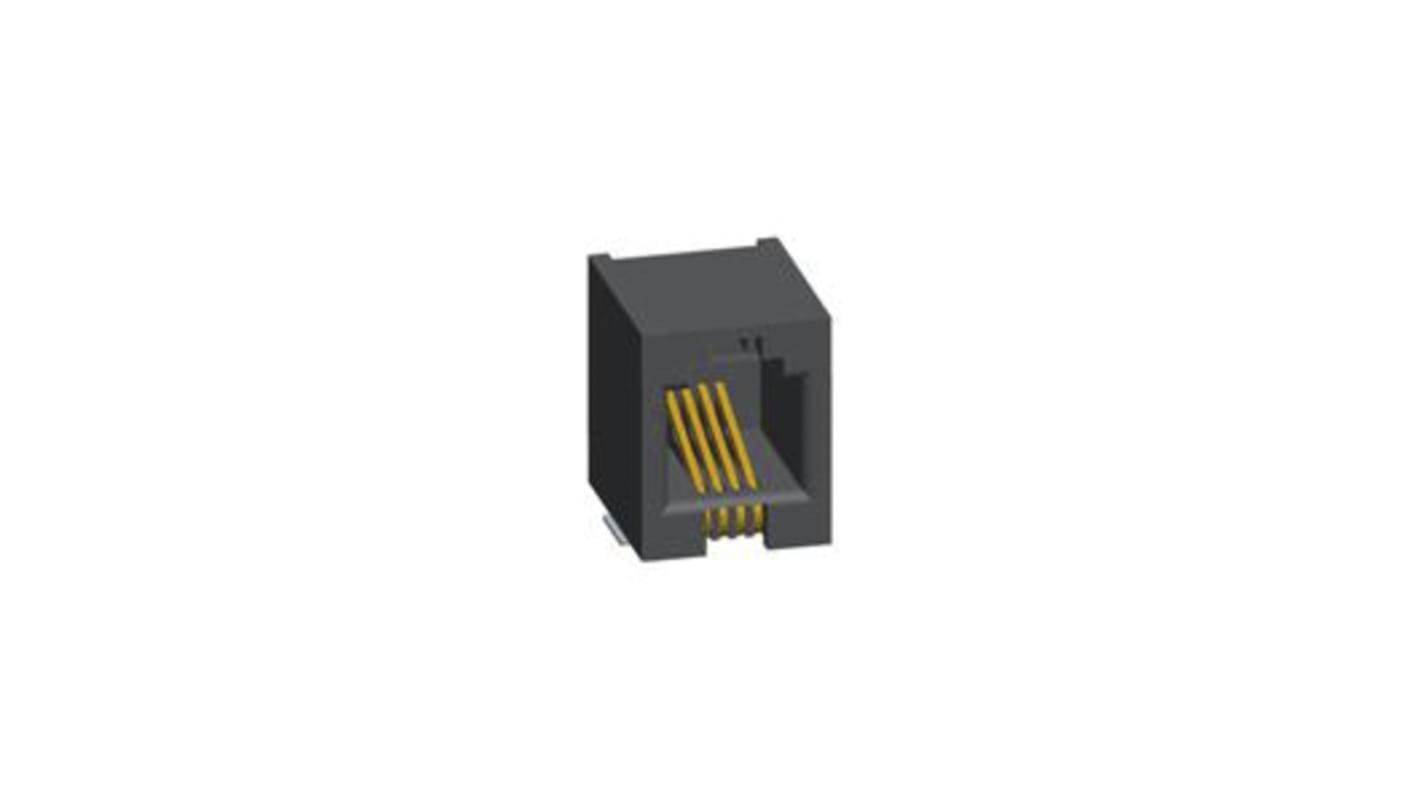 Amphenol Communications Solutions 73306 Series Female RJ22 Connector, PCB Mount, Cat3 Right Angle 4 -Way