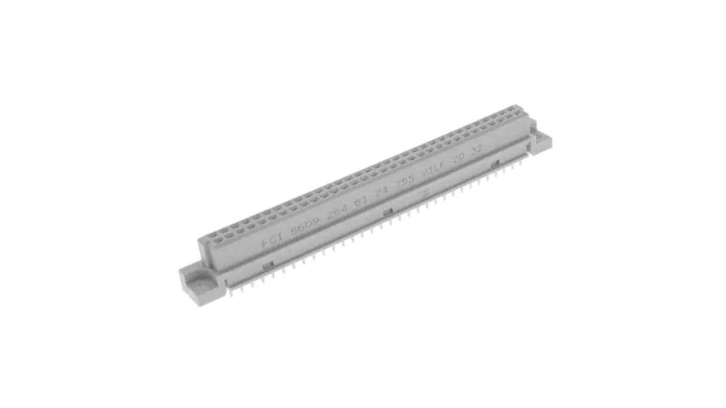 Amphenol ICC 64 Way 2.54mm Pitch, Type Board Connector, 2 Row, Vertical DIN 41612 Connector, Socket