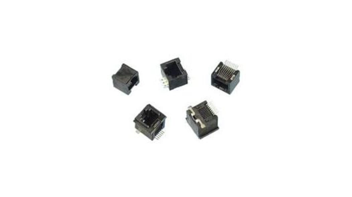 Amphenol Communications Solutions 98432 Series Female RJ12 Connector, Surface Mount, Cat3 Vertical 6 -Way