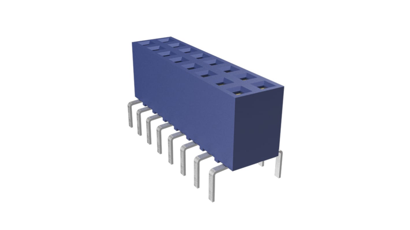 Amphenol ICC Dubox Series Straight Through Hole Mount PCB Socket, 16-Contact, 2-Row, 2.54mm Pitch, Solder Termination