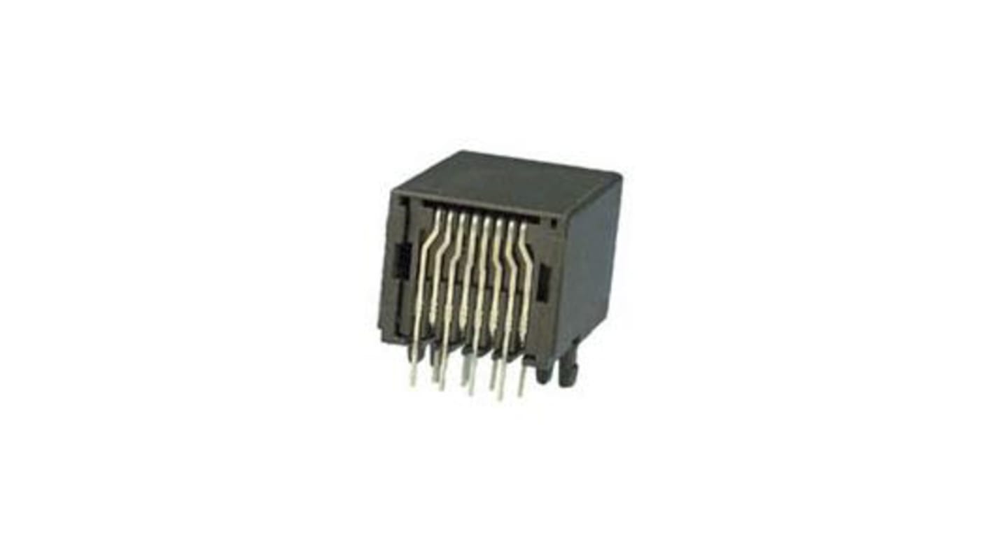 Amphenol Communications Solutions MOD JACK Series Female RJ45 Connector, Through Hole, Cat3, Cat5 Right Angle 1 Port 8