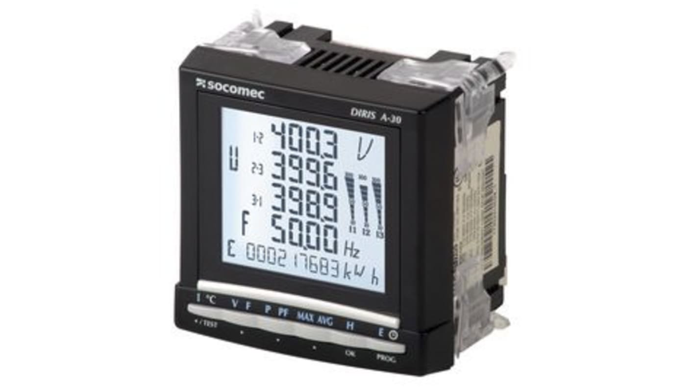 Medidor de energía Socomec serie A41, display Backlit LCD, precisión , ±1 %, Class 0.5 S (IEC 62053-22), Class 2 (IEC